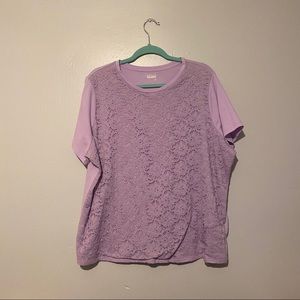 Lavender blouse with floral mesh